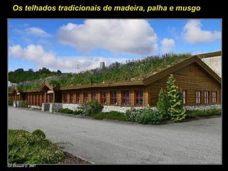 Os telhados tradicionais de madeira, palha e musgo
 
