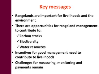 Promoting carbon sequestration and payment for ecosystem service schemes:The case for rangelands