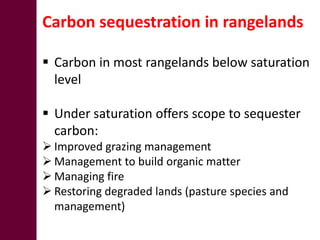 Promoting carbon sequestration and payment for ecosystem service schemes:The case for rangelands