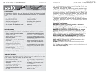 © Lonely Planet Publications
20   G E T T I N G S TA R T E D • • T r a v e l l i n g R e s p o n s i b l y                                  lonelyplanet.com   lonelyplanet.com                                             G E T T I N G S TA R T E D • • T r a v e l l i n g R e s p o n s i b l y 21

                                                                     Gu
                           other green greenhouse gases, such as water fvapour), but at high altitude
                                                                    Y  o ia                                                       other greenhouse gases, such as water vapour), but at high altitude these

 TOP                10                          NO
                                                            R    WA
                           these have a greater effect on climate change.n
                                                                     Bot
                                                                         h
                                                                                           ia
                           Most forms of transport emit carbon dioxide to some degreenso the idea
                                                                                     E sto
                                                                                                   Rus
                           of offsetting schemes is to enable you to calculate your emissionsaso that
                                                                                             vi
                                                                                                                                  have a greater effect on climate change.
                                                                                                                                     Most forms of transport emit carbon dioxide to some degree so the idea
                                                                                                                                  of offsetting schemes is to enable you to calculate your emissions so that
                                                                                                                                  you can invest in renewable energy schemes and reforestation projects that
 SCENIC JOURNEYS
                                                                                                                                  will reduce the emission by an equivalent amount of carbon dioxide. Some
 In Norway, getting somewhere can be half the fun and few countries can boast such a fine array                                   schemes focus just on emissions caused by flights, while others also help
 of scenic journeys. Some have been designated as National Tourist Routes (see the boxed text,                                    you work out emissions from specific train, car and ferry journeys. One
 p414).                                                                                                                           place to try is Climate Care (in the UK %01865-207000; www.climatecare.org). For more
                                                                                                                                  information on climate change and travel, see the boxed text, p404.
     Oslo–Bergen railway (p209)                                                 Sognefjellet Road (p184)                             Remember, however, that paying to offset your emissions is nowhere
     Norway in a Nutshell (p201)                                                Arctic Highway (p291)                             as effective as choosing to travel in a way that minimises your emissions
     Hurtigruten coastal ferry (p412)                                           Kystriksveien Coastal Route (p303)                in the first place.
     Romsdalen by rail (p178)                                                   E10 across Lofoten (p310)                         Responsible Travel Schemes
     Peer Gynt Vegen (see the boxed text, p168)                                 Senja (p342)                                      Arctic Menu (www.arktiskmeny.no) A commitment among around 40, often family-run
                                                                                                                                  restaurants to using local, natural ingredients; see p293.
                                                                                                                                  Den Norske Turistforening (DNT; www.turistforeningen.no) The Norwegian Mountain Touring
                                                                                                                                  Club encourages ecofriendly exploration of Norwegian wilderness areas.
 WILDERNESS AREAS                                                                                                                 Miljøfyrtårn (www.eco-lighthouse.com) Environmental certification for small- and medium-
 Travellers who value pristine wilderness will love exploring the following stirring landscapes:                                  sized companies, although you’ll need to contact them to find out which businesses qualify.
                                                                                                                                  Miljømerking (www.ecolabel.no) An accreditation system for environmentally sound practices
     Svalbard (p370) As deep as you’re likely to                                Jostedalsbreen (p244) Mainland Europe’s           set up by the Nordic Council of Ministers; the Norway page has 23 (mostly top-end) hotels that
     get in the Arctic north                                                    largest icecap, a glorious world of glaciers      meet the strict standards. Look for the Swan label at participating hotels and businesses.
                                                                                                                                  National Geographic Centre for Sustainable Destinations (www.nationalgeographic
     Møysalen National Park (p331) Pristine                                     Jotunheimen National Park (p184) Roof of
                                                                                                                                  .com/travel/sustainable/index.html) Follow the links to ‘Programs for Places’ where there are
     alpine coastal scenery.                                                    Norway with trails winding among glaciers
                                                                                                                                  details on Norway’s participation in the Geotourism programme.
                                                                                and snow-capped peaks
     Hardangervidda (p188) Wild high plateau of                                                                                   Save Our Snow (www.saveoursnow.com) Use the searchable directory to find out what, if
     severe beauty                                                              Saltfjellet-Svartisen National Park (p296)        anything, ski resorts are doing to green up their act.
     Rondane National Park (p180) Cathedral-like                                Icefields, rugged peaks and rolling moor          Vossafjell (www.vossafjell.com) Geotourism-based activities and presentations in western
     mountains with otherworldly forms                                          country                                           Norway.
                                                                                Øvre Dividal National Park (p343) Roadless        World-Wide Opportunities on Organic Farms (www.wwoof.it) Learn about biodynamic and
     Dovrefjell-Sunndalsfjella National Park
                                                                                frontier country awash with lakes, forests        organic living in return for a few hours’ work.
     (p178) Home of the musk ox, diverse birdlife
     and wonderful scenery                                                      and views

     Femundsmarka National Park (p175) Forests
     and lakes with a taste of Sweden



 SIGHTS FOR CHILDREN
 Many of Norway’s sights (and its trolls!) seem to spring from a child’s imagination and will appeal
 to kids as much as adults. But for some, kids take centre stage.

     Kristiansand Dyrepark (p142)                                               The myths of Seljord (see the boxed text,
     Hunderfossen Familiepark (p168), near                                      p158)
     Lillehammer                                                                Dog-sledding (p389) and visiting a Sami
     Atlantic Ocean Park (p263), Ålesund                                        camp (p173), Røros

     Musk-ox and elk safaris (p179)                                             Children’s Art Museum (p107), Oslo

     White-water rafting, Sjoa (see the boxed                                   Children’s Museum (p225), Stavanger
     text, p182)                                                                Midnight Sun (p66)
 
