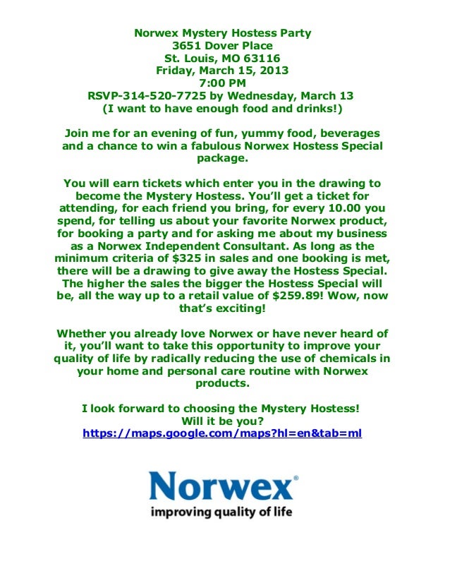norwex mystery hostess party hostess package