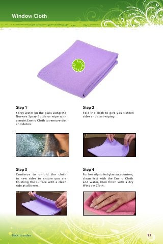 Norwex Window Cloth quarter fold technique step-by-step illustration