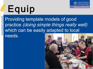 Equip
Providing template models of good
practice (doing simple things really well)
which can be easily adapted to local
needs.
 