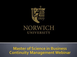 Master of Science in Business Continuity Management Webinar 
