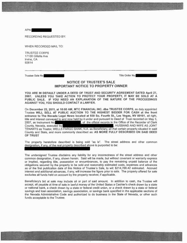 Notice of Trustee's Sale
