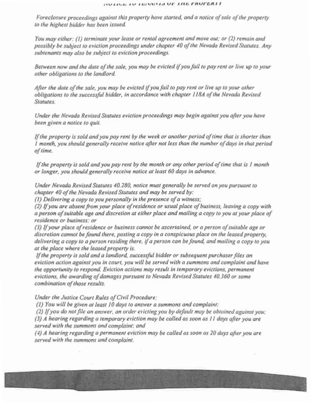 Nevada Revised Statutes >> Notice of Trustee's Sale Nevada Revised Statutes >> Notice of Trustee's Sale