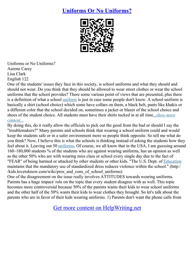 No School Uniforms Essay