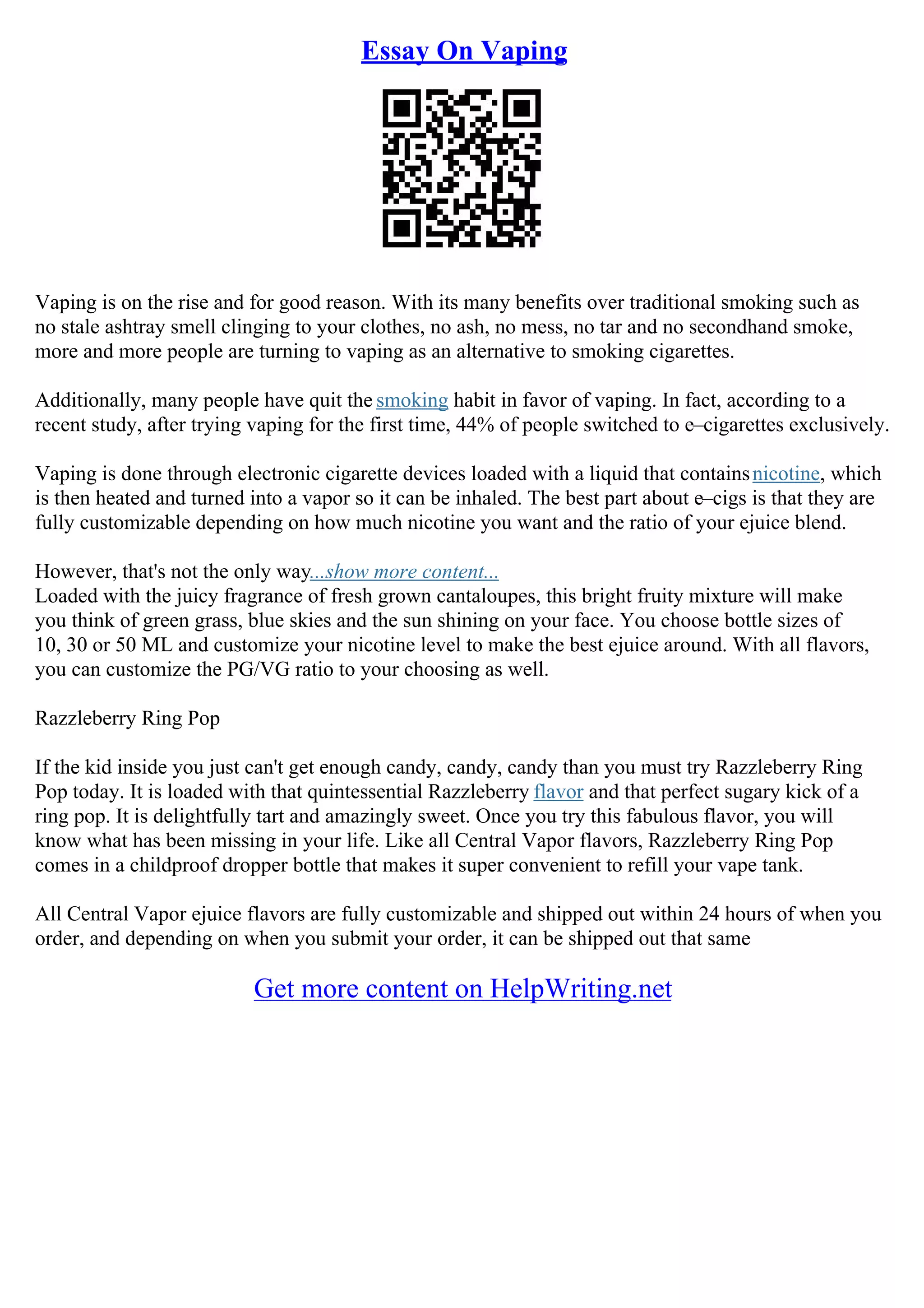 No Smoking Essay PDF