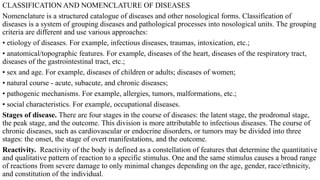 Nosode Classification Subject matter of pathophysiology Nosology | PPTX