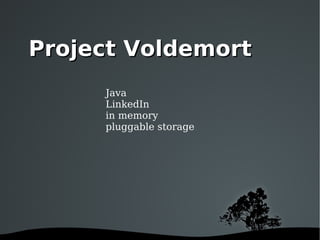 Java LinkedIn in memory pluggable storage Project Voldemort 