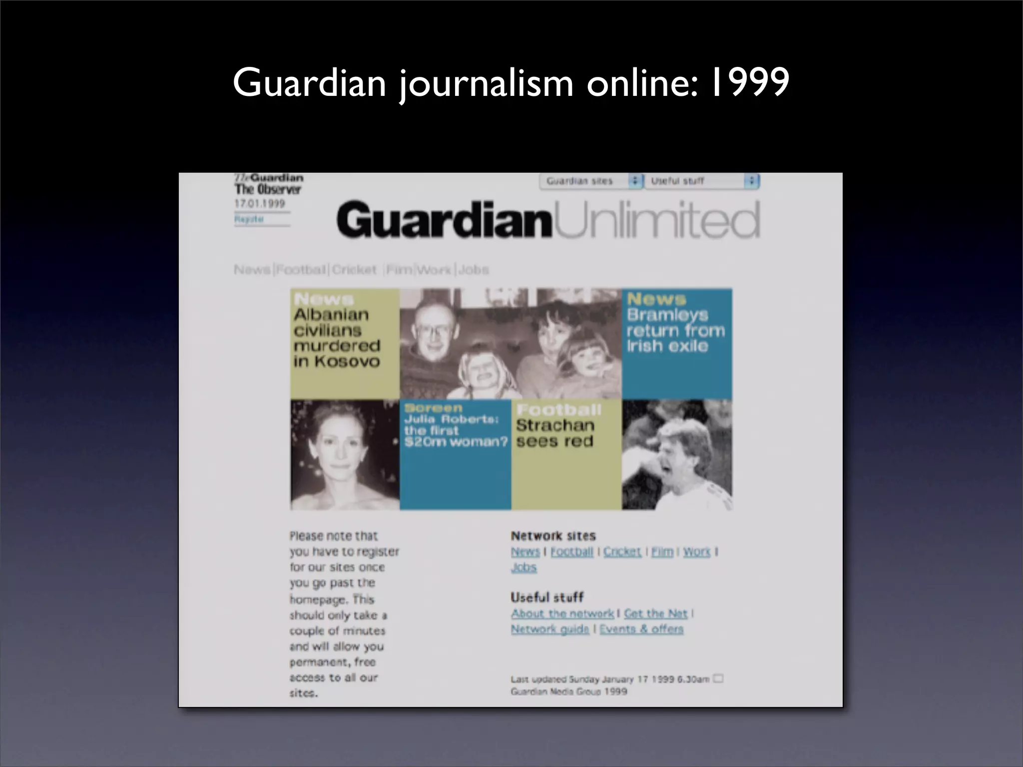 Guardian journalism online: 1999