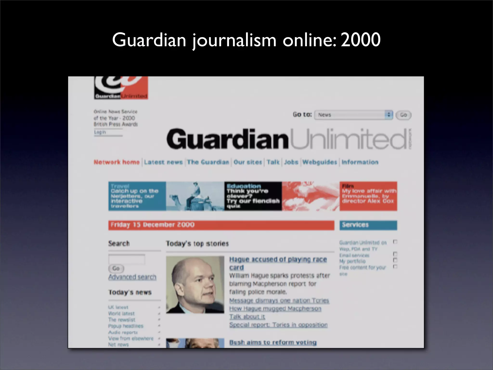 Guardian journalism online: 2000