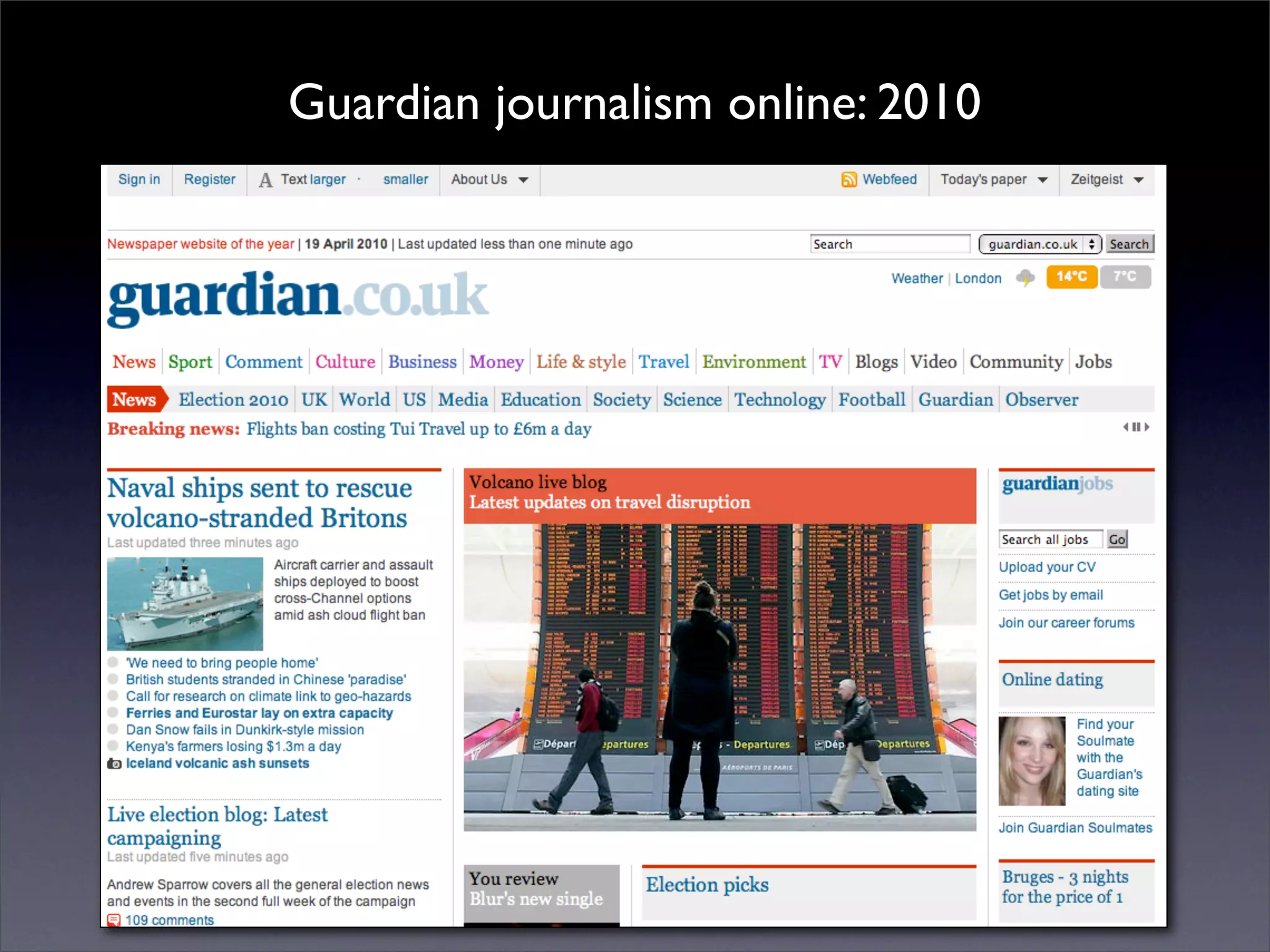 Guardian journalism online: 2010