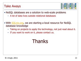 End of an Era?The Relational Model is not necessarily the answerIt was excellent for data processingNot a natural fit forData WarehousesWeb-oriented searchReal-time analytics, andSemi-structured datai.e., Semantic WebSQL is not the answerCoupling between modern programming languages and SQL are “ugly beyond belief”Programming languages have evolved while SQL has remained staticPascalC/C++JavaThe little languages: Python, Perl, PHP, RubyThe end of an Architectural Era, Stonebraker et al, Proc. VLDB, 2007A critique of the “one size fits all” assumption in DBMS