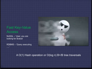 RDBMSgrew fast but growth slowed down over time and might eventually reach a stale pointNoSQLunarguably a new immature tool, has been growing faster than RDBMS ever didand is being supported by the Big Players