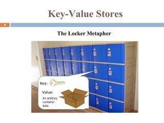 Key-Value Stores
8
The Locker Metaphor
 