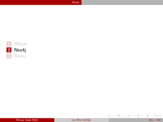 Neo4j
1 HBase
2 Neo4j
3 Redis
Minyar Sassi Hidri Les BDs NoSQL 161 / 194
 