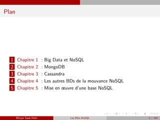 Plan
1 Chapitre 1 : Big Data et NoSQL
2 Chapitre 2 : MongoDB
3 Chapitre 3 : Cassandra
4 Chapitre 4 : Les autres BDs de la ...