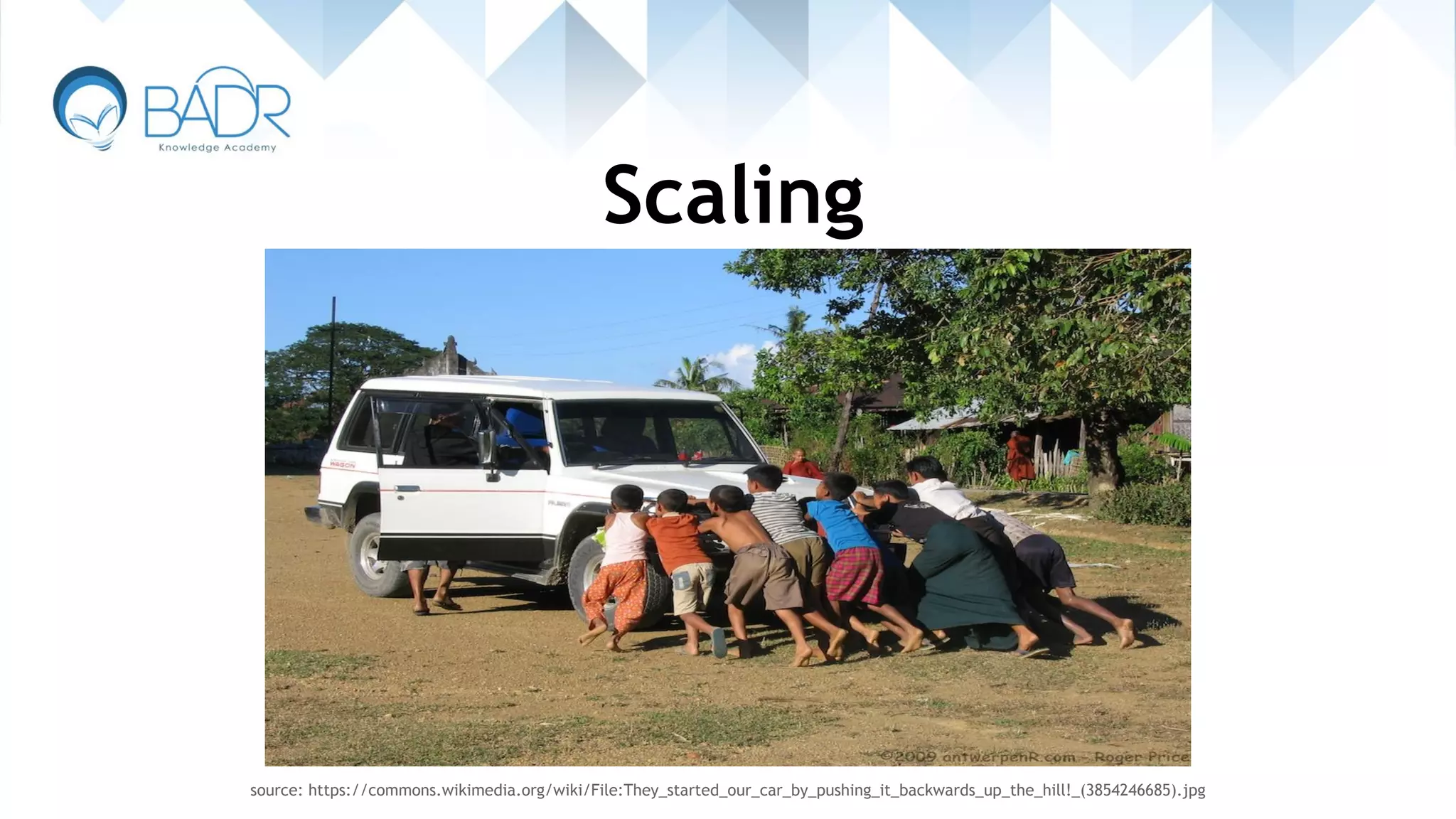 Scaling
source: https://commons.wikimedia.org/wiki/File:They_started_our_car_by_pushing_it_backwards_up_the_hill!_(3854246685).jpg
 