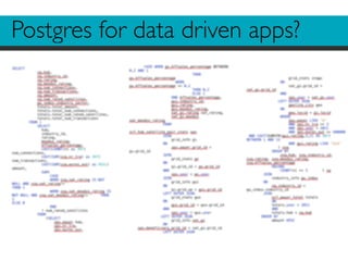 Postgres for data driven apps? 
 