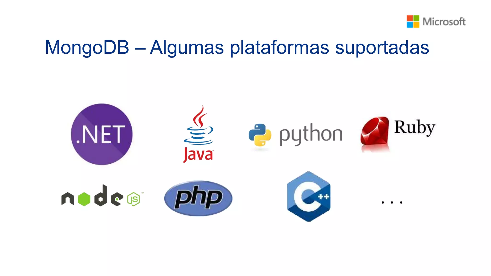 MongoDB – Algumas plataformas suportadas
. . .
 