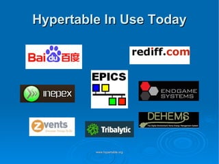Hypertable In Use Today 