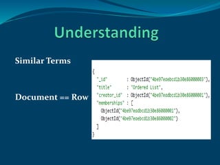 Similar Terms
Document == Row
 