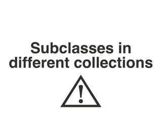 Subclasses in
different collections
 