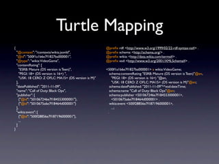 Turtle Mapping
{                                                        @preﬁx rdf: <http://www.w3.org/1999/02/22-rdf-synt...