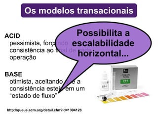 Os modelos transacionais ACID pessimista, forçando consistência ao final de cada operação 