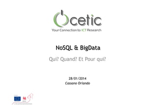 NoSQL & BigData
Qui? Quand? Et Pour qui?

28/01/2014
Cassano Orlando

 