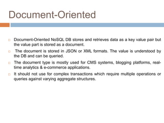 Comprehensive Overview of NoSQL Databases and MongoDB Operations | PDF