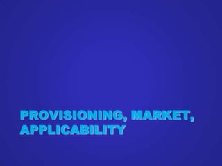 PROVISIONING, MARKET,
APPLICABILITY
 