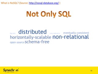 What is NoSQL? (Source: http://nosql-database.org/ )

13

 