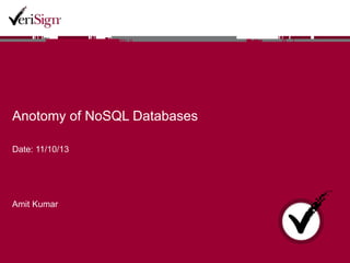 Anotomy of NoSQL Databases
Date: 11/10/13
Amit Kumar
 