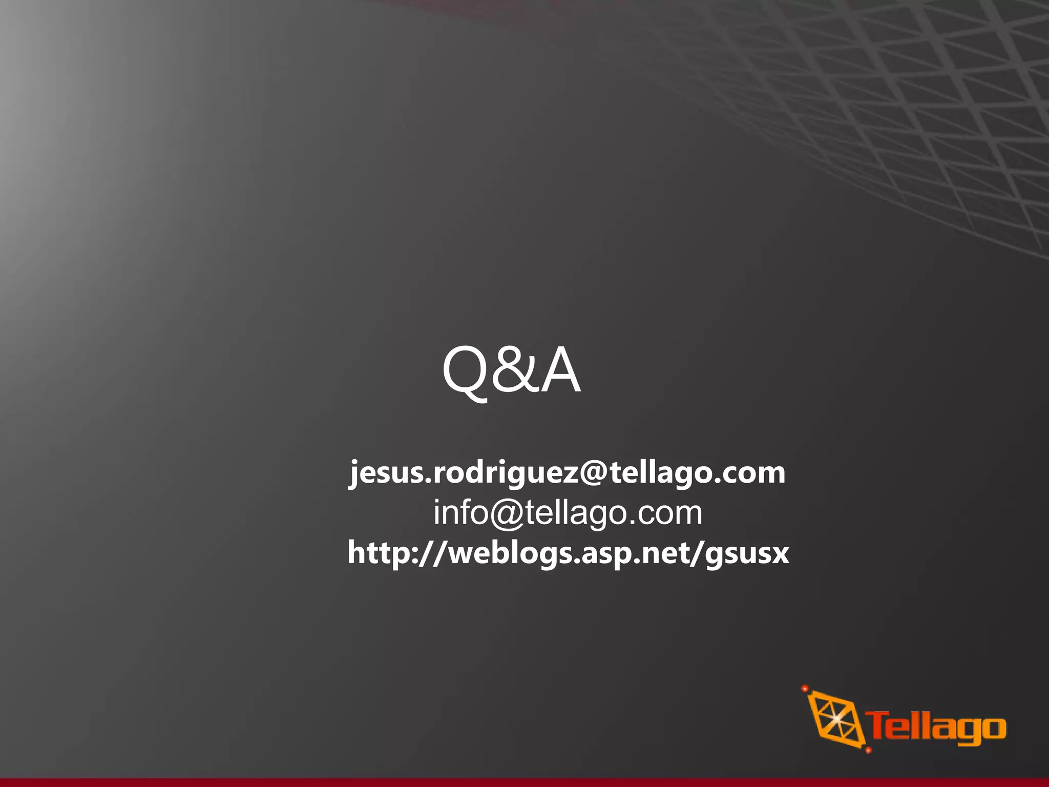 Q&A jesus.rodriguez@tellago.com info@tellago.com http://weblogs.asp.net/gsusx 