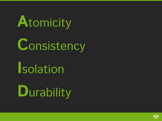 Atomicity
Consistency
Isolation
Durability

 
