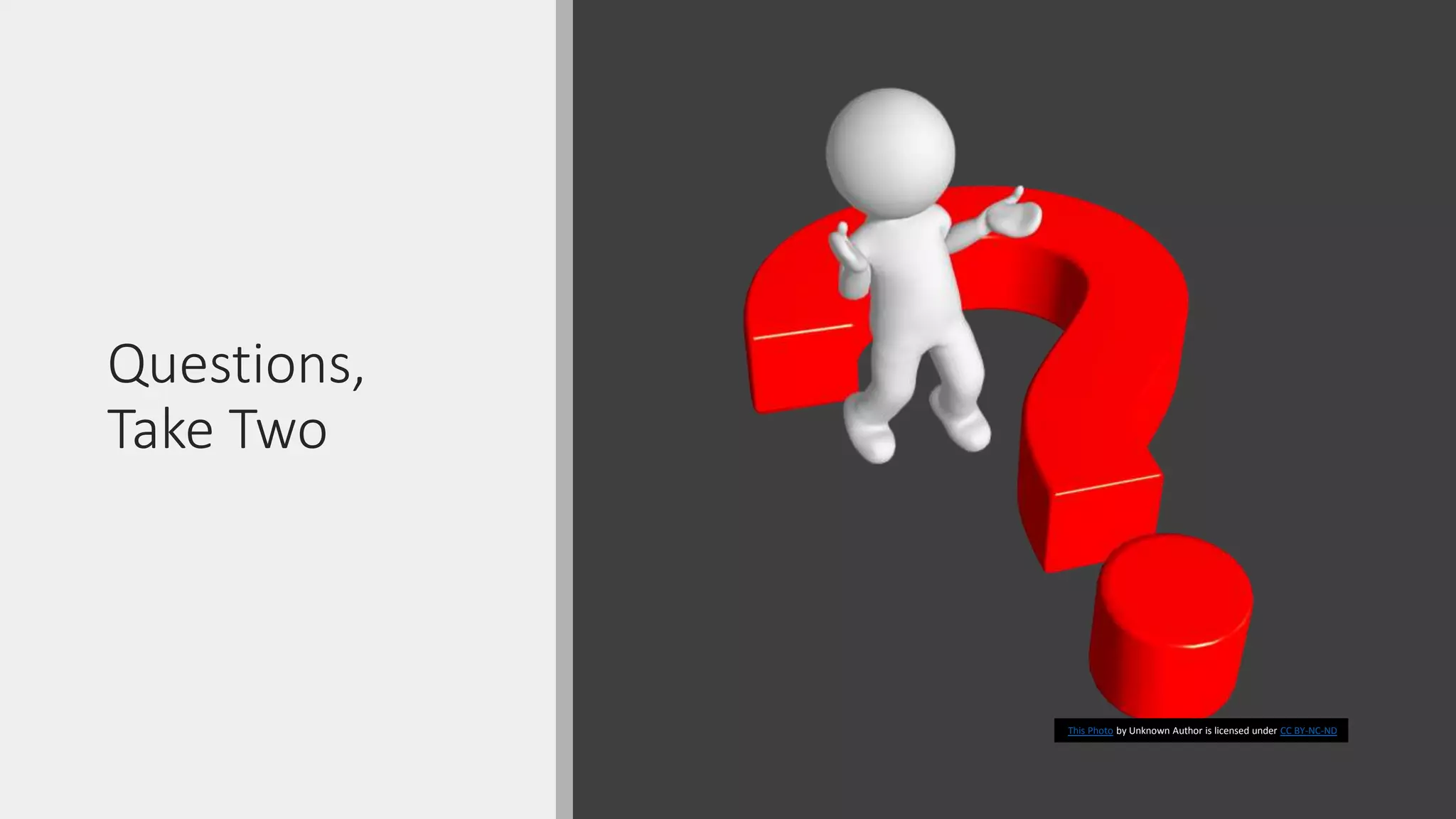 Questions,
Take Two
This Photo by Unknown Author is licensed under CC BY-NC-ND
 