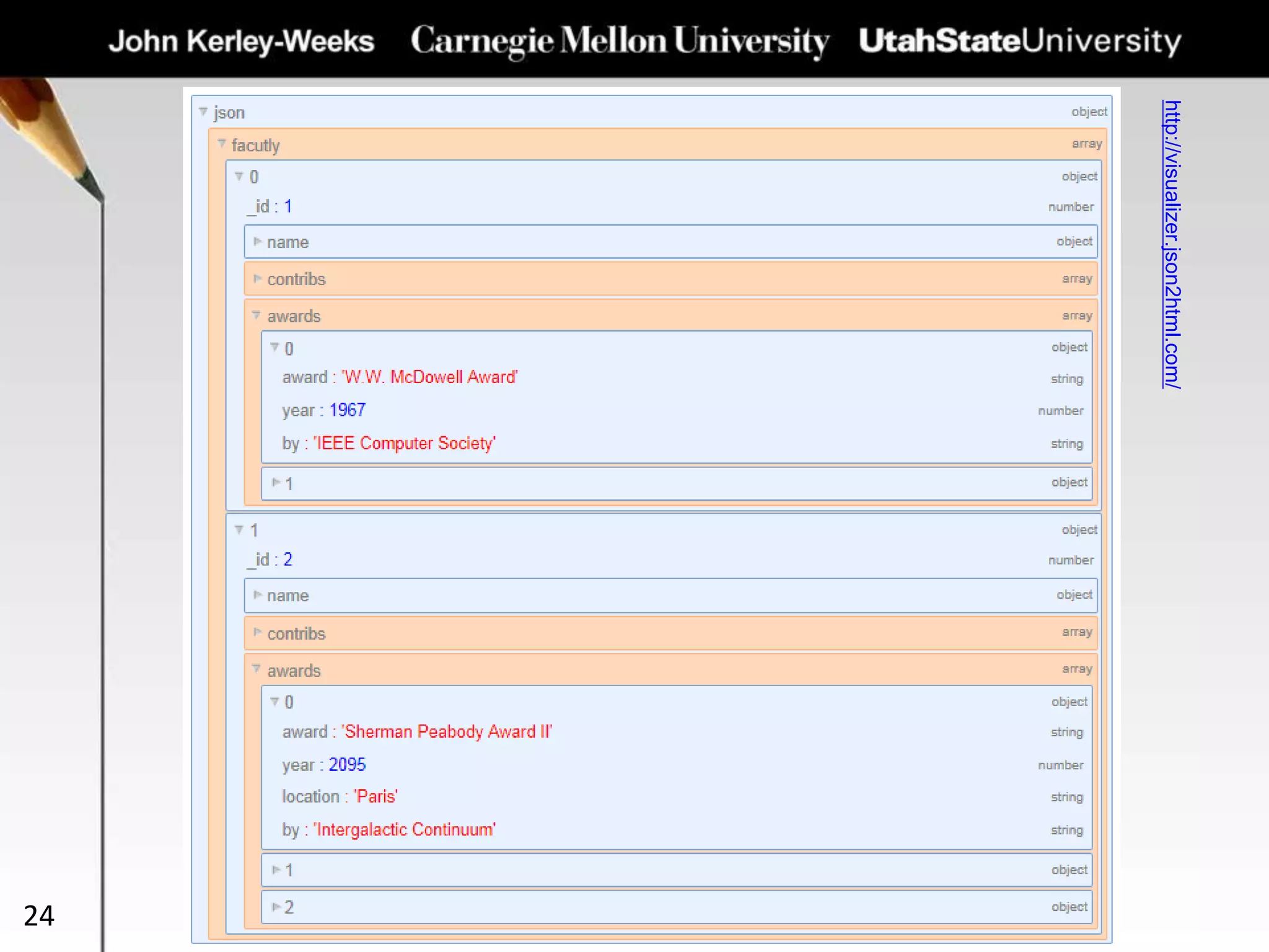 24
http://visualizer.json2html.com/
 