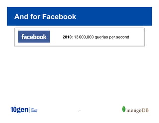 21
And for Facebook
2010: 13,000,000 queries per second
 