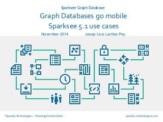 Sparksee Graph Database 
Graph Databases go mobile 
Sparksee 5.1 use cases 
November 2014 Josep Lluis Larriba-Pey 
º 
*SparsityTechnologies — Powering Extreme Data sparsity–technologies.com 
 