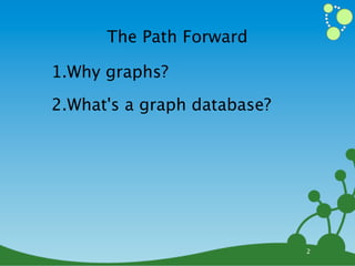 The Path Forward

1.Why graphs?
2.What's a graph database?




                             2
 