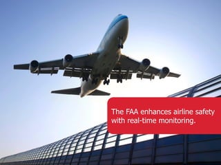 The FAA enhances airline safety
with real-time monitoring.
 