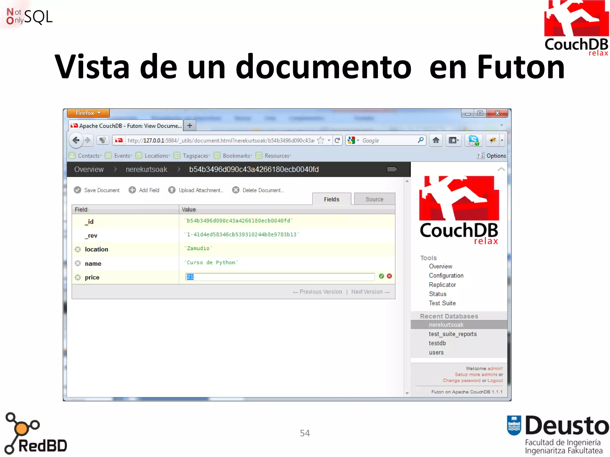 Vista de un documento en Futon




              54
 