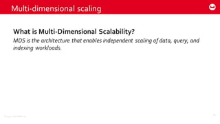©2014  Couchbase  Inc.
What  is  Multi-­‐Dimensional  Scalability?  
MDS  is  the  architecture  that  enables  independent  scaling  of  data,  query,  and  
indexing  workloads.
Multi-­‐dimensional  scaling
64
 