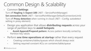 Common Design & Scalability
Access pattern lexically sorted by
Partition Key values
 