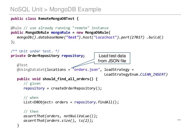 test automation for nosql databases nosql example
