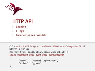 ›
›
›
C:>curl -X GET http://localhost:8080/docs/Categories/1 -i
HTTP/1.1 200 OK
Content-Type: application/json; charset=utf-8
ETag: 00000000-0000-0200-0000-000000000004
{
"Name" : "Normal Importance",
"Color" : "green"
}
 
