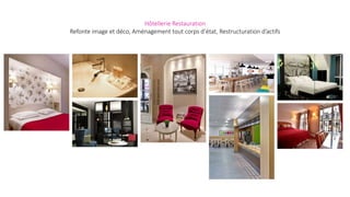 Hôtellerie Restauration
Refonte image et déco, Aménagement tout corps d’état, Restructuration d’actifs
 