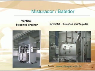 Misturador / Batedor
Vertical
biscoitos cracker

Horizontal - biscoitos amanteigados

Fonte: www.dinapan.com.br

9

 